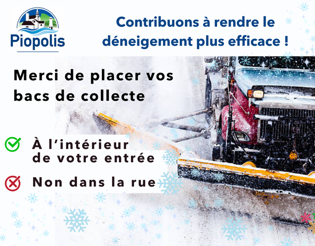 Mon bac dans ma cour ; Facilitons les travaux de déneigement